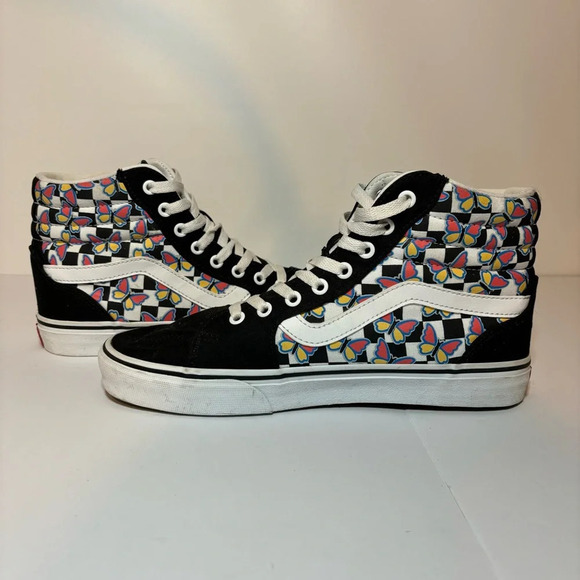 VANS “Filmore Hi” Butterfly Checkerboard High Top Shoes Women’s Sneakers Sz 9.5 - Picture 3 of 9